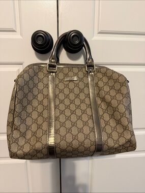 Gucci Brown and Beige GG Supreme Top-Handle Satchel